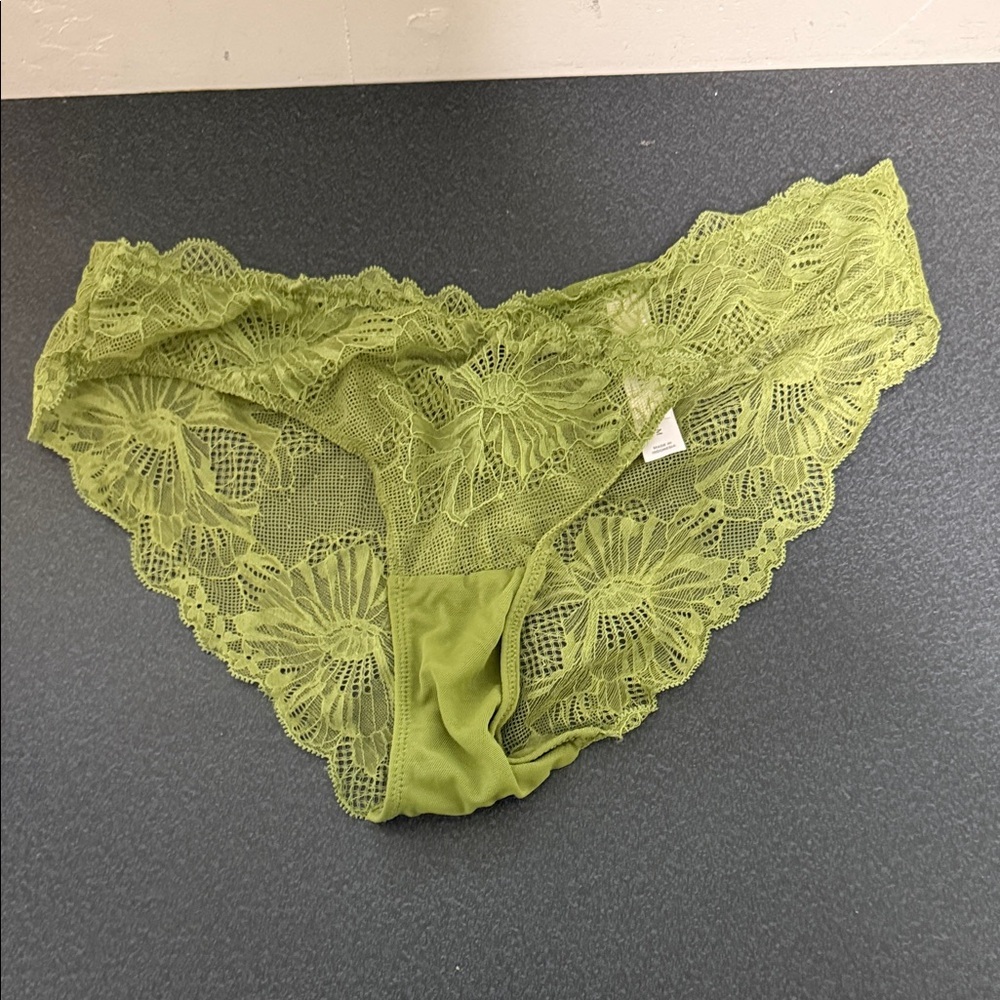 Lace Trim Green Panties